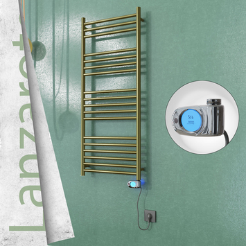  - LANZAROTE Elektrikli Paslanmaz Çelik Havlupan 500x1200 Satine Altın (Musa Termostat) 300W