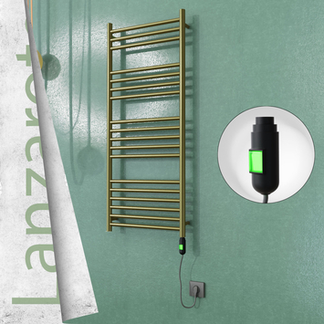  - LANZAROTE Elektrikli Paslanmaz Çelik Havlupan 500x1200 Satine Altın (On/Off Düğmeli) 300W