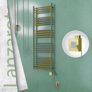  - LANZAROTE Elektrikli Paslanmaz Çelik Havlupan 500x1500 Satine Altın (KTX1 Termostat) 300W Spiral Kablolu