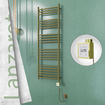 Radiva - Lanzarote Elektrikli Paslanmaz Çelik Havlupan 500x1500 Satine Altın (KTX3 Termostat) 300W Spiral Kablolu
