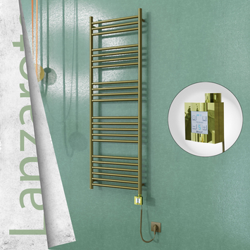  - LANZAROTE Elektrikli Paslanmaz Çelik Havlupan 500x1500 Satine Altın (KTX4 Termostat) 300W Spiral Kablolu