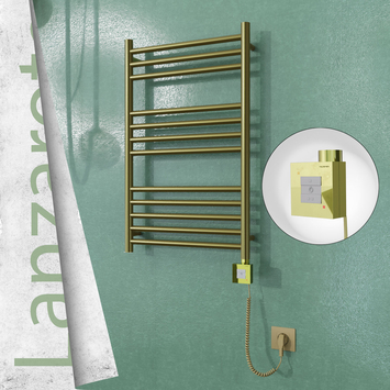  - LANZAROTE Elektrikli Paslanmaz Çelik Havlupan 500x800 Satine Altın (KTX1 Termostat) 200W Spiral Kablolu