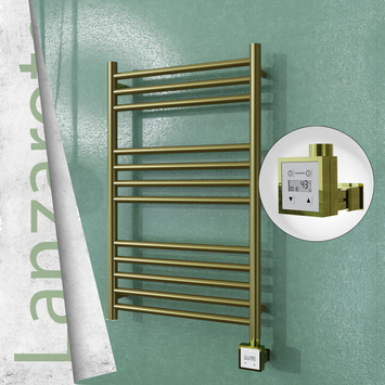 Radiva - Lanzarote Elektrikli Paslanmaz Çelik Havlupan 500x800 Satine Altın (KTX3 Termostat) 200W