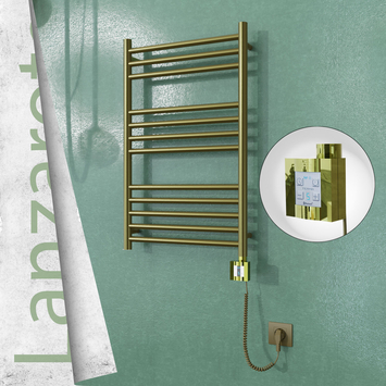  - LANZAROTE Elektrikli Paslanmaz Çelik Havlupan 500x800 Satine Altın (KTX4 Termostat) 200W Spiral Kablolu