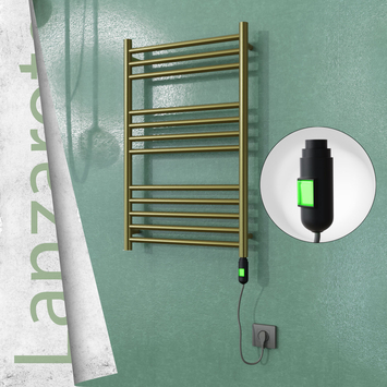 Radiva - Lanzarote Elektrikli Paslanmaz Çelik Havlupan 500x800 Satine Altın (On/Off Düğmeli) 200W