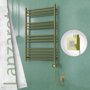  - LANZAROTE Elektrikli Paslanmaz Çelik Havlupan 600x1000 Satine Altın (KTX1 Termostat) 300W Spiral Kablolu