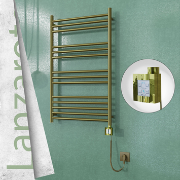  - LANZAROTE Elektrikli Paslanmaz Çelik Havlupan 600x1000 Satine Altın (KTX4 Termostat) 300W Spiral Kablolu