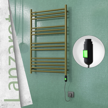  - LANZAROTE Elektrikli Paslanmaz Çelik Havlupan 600x1000 Satine Altın (On/Off Düğmeli) 300W