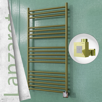  - LANZAROTE Elektrikli Paslanmaz Çelik Havlupan 600x1200 Satine Altın (KTX1 Termostat) 300W