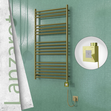 Radiva - Lanzarote Elektrikli Paslanmaz Çelik Havlupan 600x1200 Satine Altın (KTX1 Termostat) 300W Spiral Kablolu