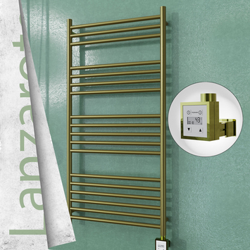Radiva - Lanzarote Elektrikli Paslanmaz Çelik Havlupan 600x1200 Satine Altın (KTX3 Termostat) 300W