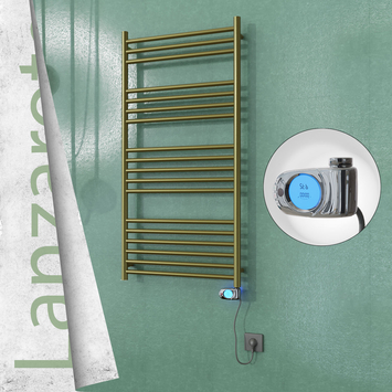  - LANZAROTE Elektrikli Paslanmaz Çelik Havlupan 600x1200 Satine Altın (Musa Termostat) 300W