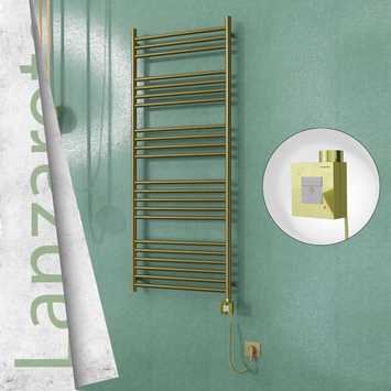 Radiva - Lanzarote Elektrikli Paslanmaz Çelik Havlupan 600x1500 Satine Altın (KTX1 Termostat) 600W Spiral Kablolu