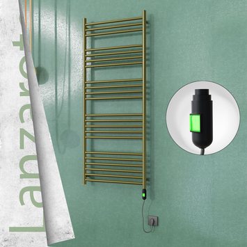  - LANZAROTE Elektrikli Paslanmaz Çelik Havlupan 600x1500 Satine Altın (On/Off Düğmeli) 600W