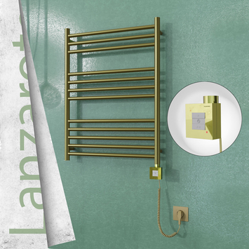 Radiva - Lanzarote Elektrikli Paslanmaz Çelik Havlupan 600x800 Satine Altın (KTX1 Termostat) 200W Spiral Kablolu