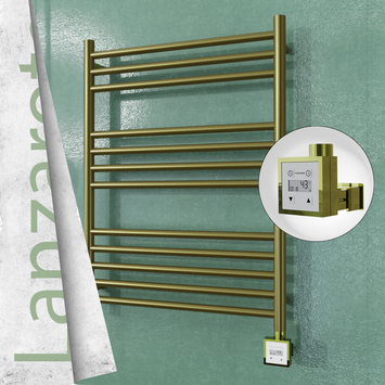 Radiva - Lanzarote Elektrikli Paslanmaz Çelik Havlupan 600x800 Satine Altın (KTX3 Termostat) 200W