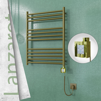  - LANZAROTE Elektrikli Paslanmaz Çelik Havlupan 600x800 Satine Altın (KTX4 Termostat) 200W Spiral Kablolu