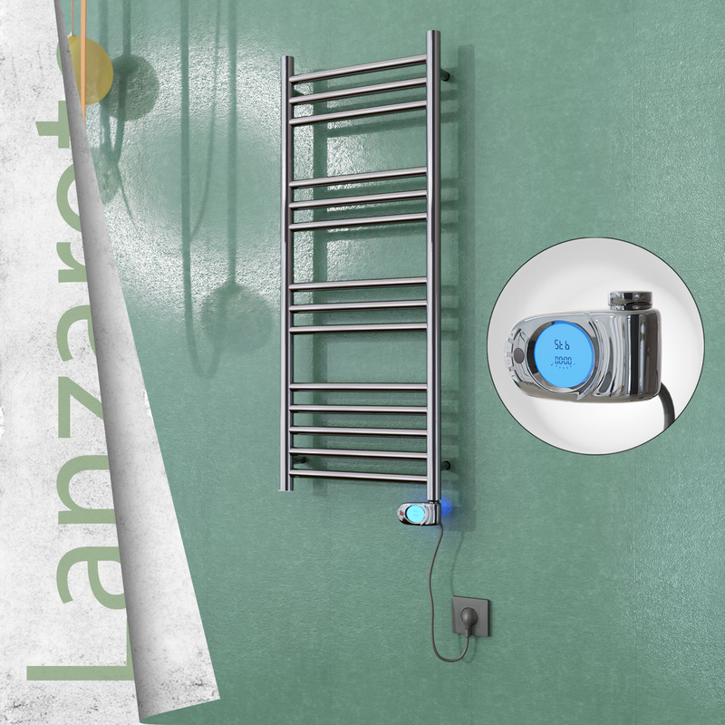 Lanzarote Stainless Steel Electric Towel Warmer 400x1000 Polished Finish (Musa Thermostat) 200 W