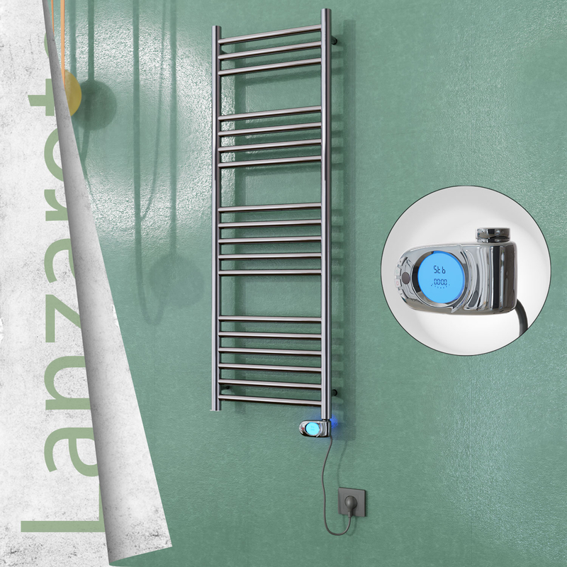 Lanzarote Stainless Steel Electric Towel Warmer 400x1200 Polished Finish (Musa Thermostat) 200 W