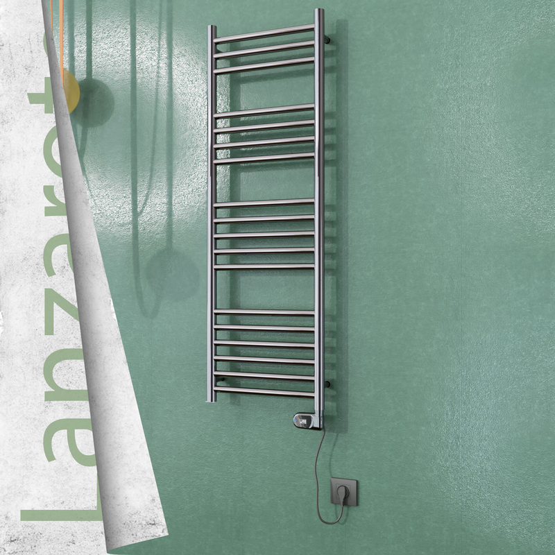 Lanzarote Stainless Steel Electric Towel Warmer 400x1200 Polished Finish (Thesis Thermostat) 200 W