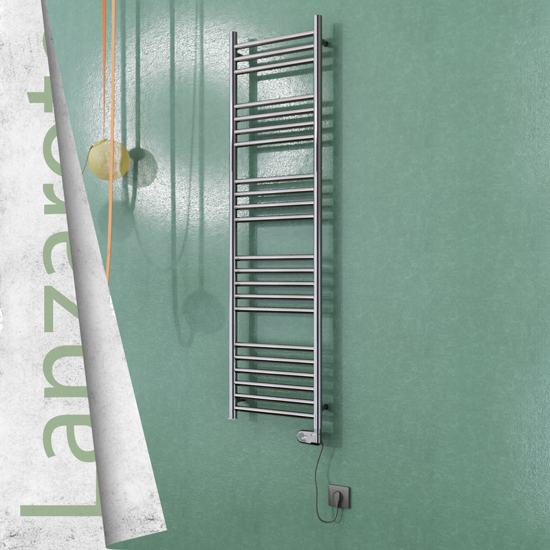 Lanzarote Stainless Steel Electric Towel Warmer 400x1500 Polished Finish (Thesis Thermostat) 300 W