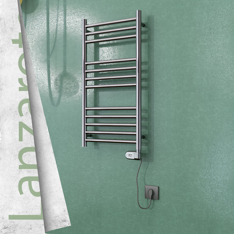 Lanzarote Stainless Steel Electric Towel Warmer 400x800 Polished Finish (Thesis Thermostat) 200 W