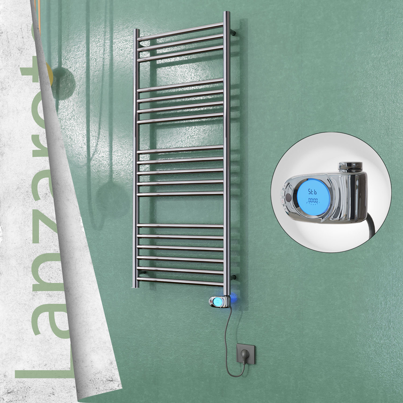 Lanzarote Stainless Steel Electric Towel Warmer 500x1200 Polished Finish (Musa Thermostat) 300 W