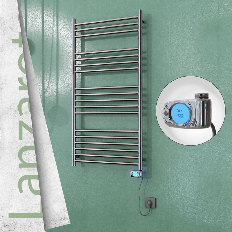Lanzarote Stainless Steel Electric Towel Warmer 600x1200 Polished Finish (Musa Thermostat) 300 W
