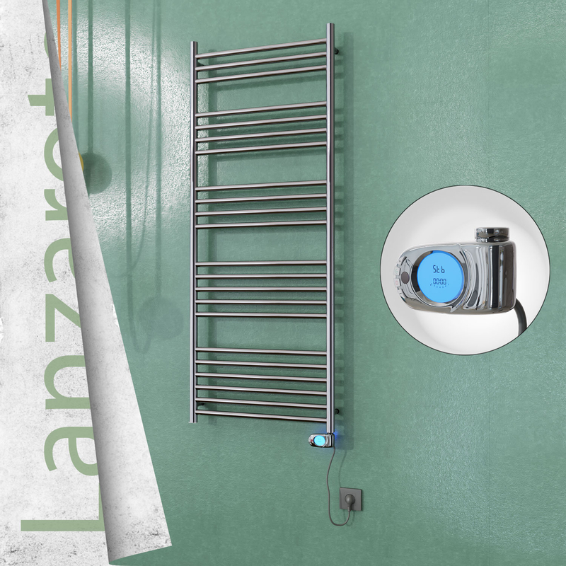 Lanzarote Stainless Steel Electric Towel Warmer 600x1500 Polished Finish (Musa Thermostat) 300 W