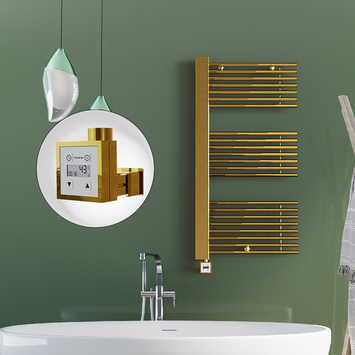 Radiva - Male Electric Towel Warmer 600x1190 Gold Ktx3 300 W (Spiral Cable) Radiva - Male Electric Towel Warmer 600x1190 Gold Ktx3 300 W (Spiral Cable)