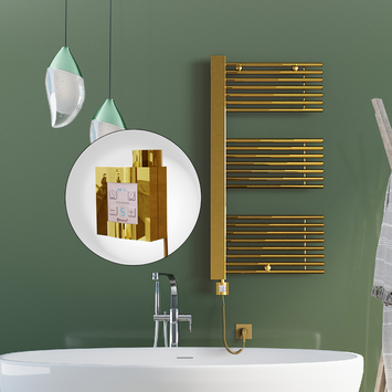 Radiva - Male Electric Towel Warmer 600x1190 Gold Ktx4 300 W (Spiral Cable) Radiva - Male Electric Towel Warmer 600x1190 Gold Ktx4 300 W (Spiral Cable)