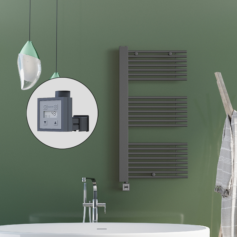 Male Electric Towel Warmer 600x1190 Anthracite Ktx3 600 W (Spiral Cable)