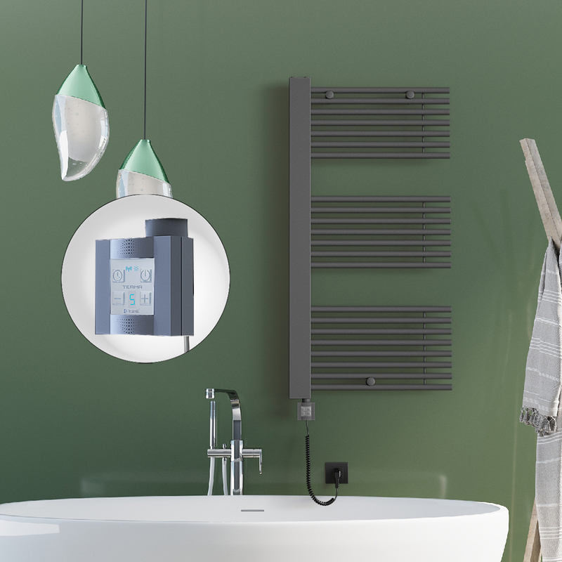 Male Electric Towel Warmer 600x1190 Anthracite Ktx4 600 W (Spiral Cable)