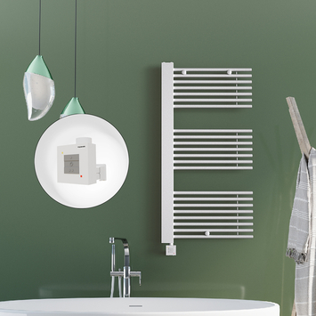 Radiva - Male Sèche Serviettes Electrique 600x1190 Blanc Ktx1 1000 Watt Câble en spirale