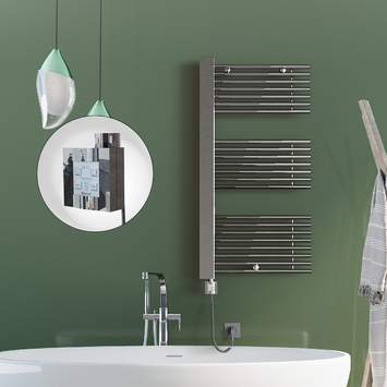 Radiva - Male Elektrikli Havlupan 600x1190 Krom (KTX4 Termostat) 600W Spiral Kablolu
