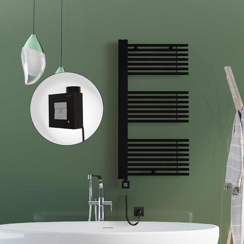 Male Electric Towel Warmer 600x1190 Matte Black Ktx1 600 W
