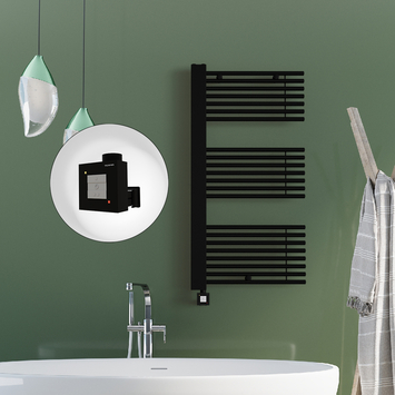 Radiva - Male Sèche Serviettes Electrique 600x1190 Noir mat Ktx1 1000 Watt Câble en spirale Radiva - Male Sèche Serviettes Electrique 600x1190 Noir mat Ktx1 1000 Watt Câble en spirale