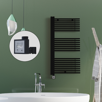 Radiva - Male Electric Towel Warmer 600x1190 Matte Black Ktx3 600 W (Spiral Cable) Radiva - Male Electric Towel Warmer 600x1190 Matte Black Ktx3 600 W (Spiral Cable)