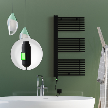 Radiva - Male Elektrikli Havlupan 600x1190 Siyah (On/Off Düğmeli) 900W