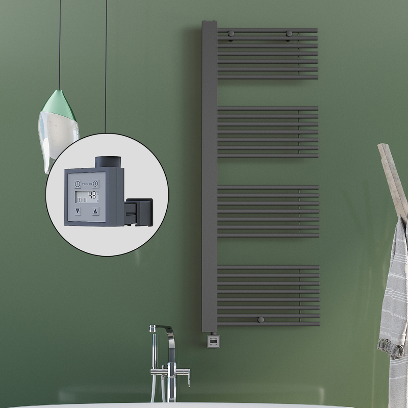 Male Sèche Serviettes Electrique 600x1600 Anthracite Ktx3 1000 Watt Câble en spirale