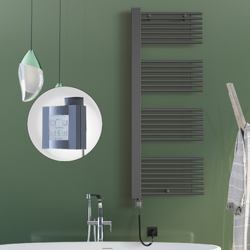 Radiva - Male Electric Towel Warmer 600x1600 Anthracite Ktx4 1000 W (Spiral Cable) Radiva - Male Electric Towel Warmer 600x1600 Anthracite Ktx4 1000 W (Spiral Cable)