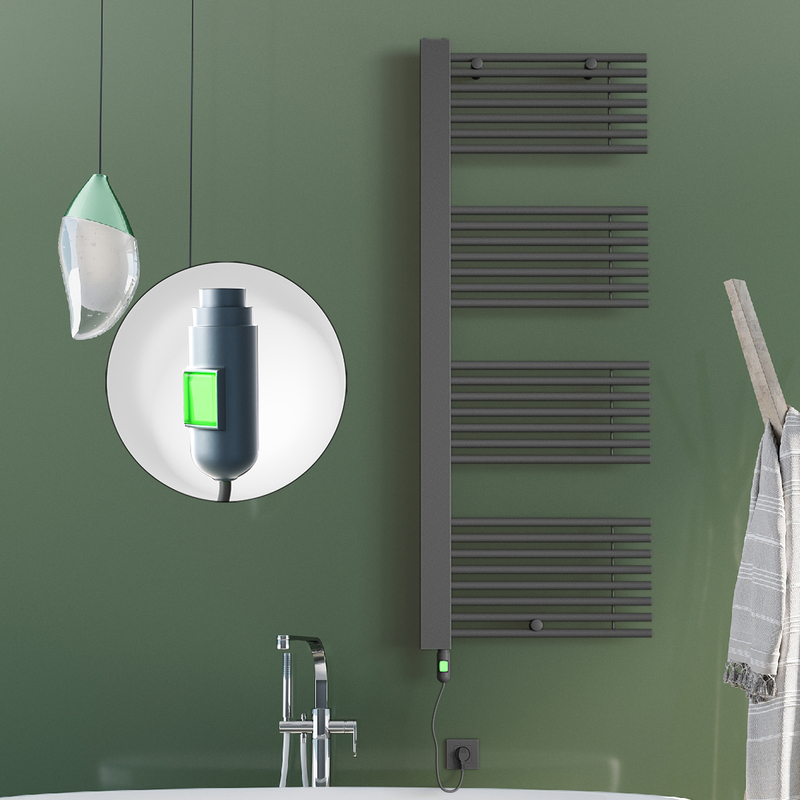 Male Electric Towel Warmer 600x1600 Anthracite (On/Off) 900 W