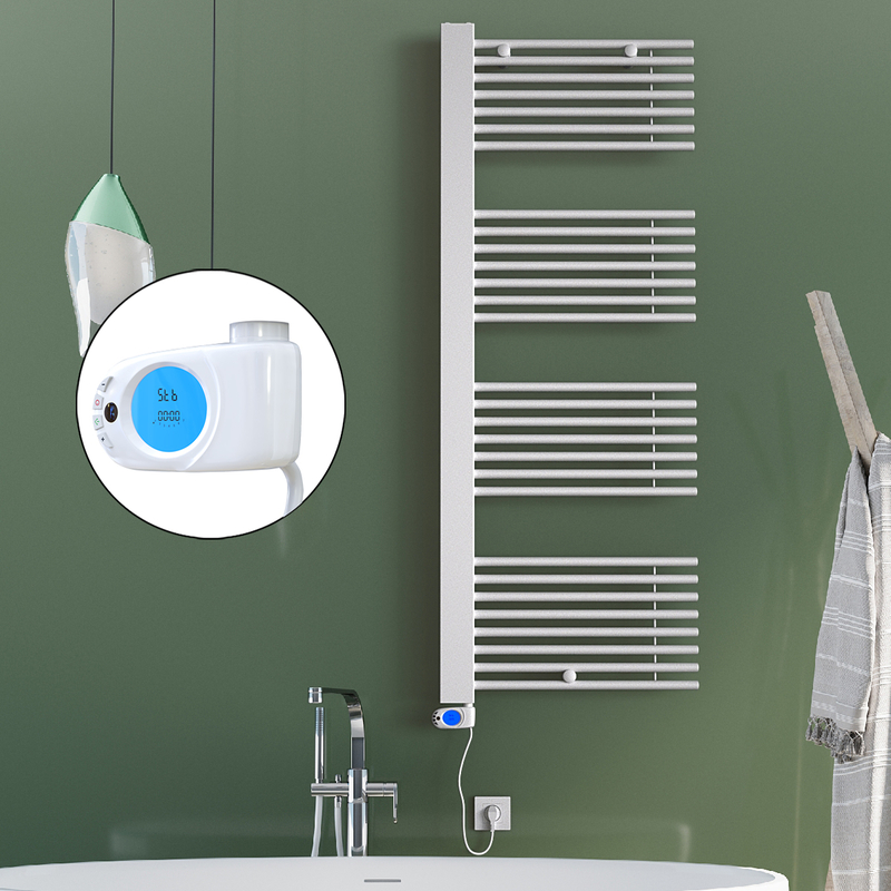 Male Electric Towel Warmer 600x1600 White (Musa Thermostat) 900 W