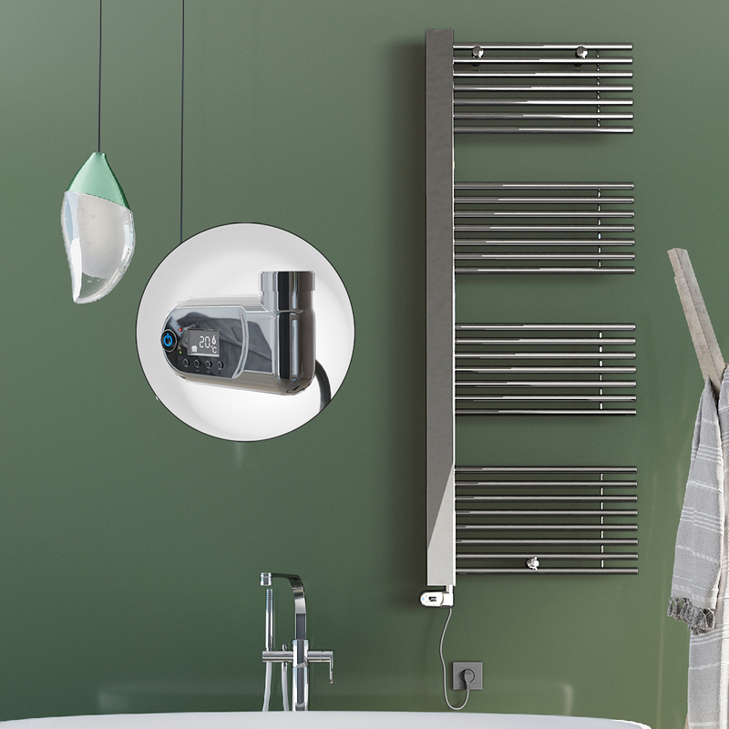 Male Electric Towel Warmer 600x1600 Chrome (Thesis Thermostat) 600 W