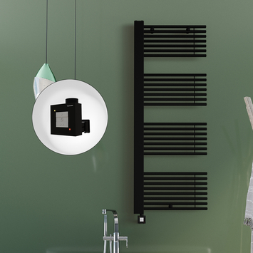 Radiva - Male Sèche Serviettes Electrique 600x1600 Noir mat Ktx1 1000 Watt Câble en spirale Radiva - Male Sèche Serviettes Electrique 600x1600 Noir mat Ktx1 1000 Watt Câble en spirale