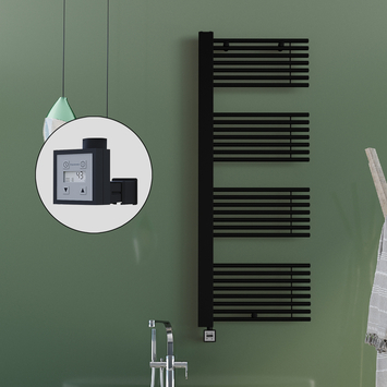 Radiva - Male Sèche Serviettes Electrique 600x1600 Noir mat Ktx3 1000 Watt Câble en spirale Radiva - Male Sèche Serviettes Electrique 600x1600 Noir mat Ktx3 1000 Watt Câble en spirale