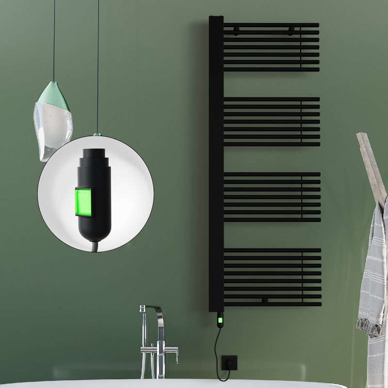 Male Sèche Serviettes Electrique 600x1600 Noir mat (On/Off) 900 W