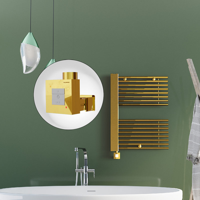 Male Electric Towel Warmer 600x800 Gold Ktx1 300 W (Spiral Cable)