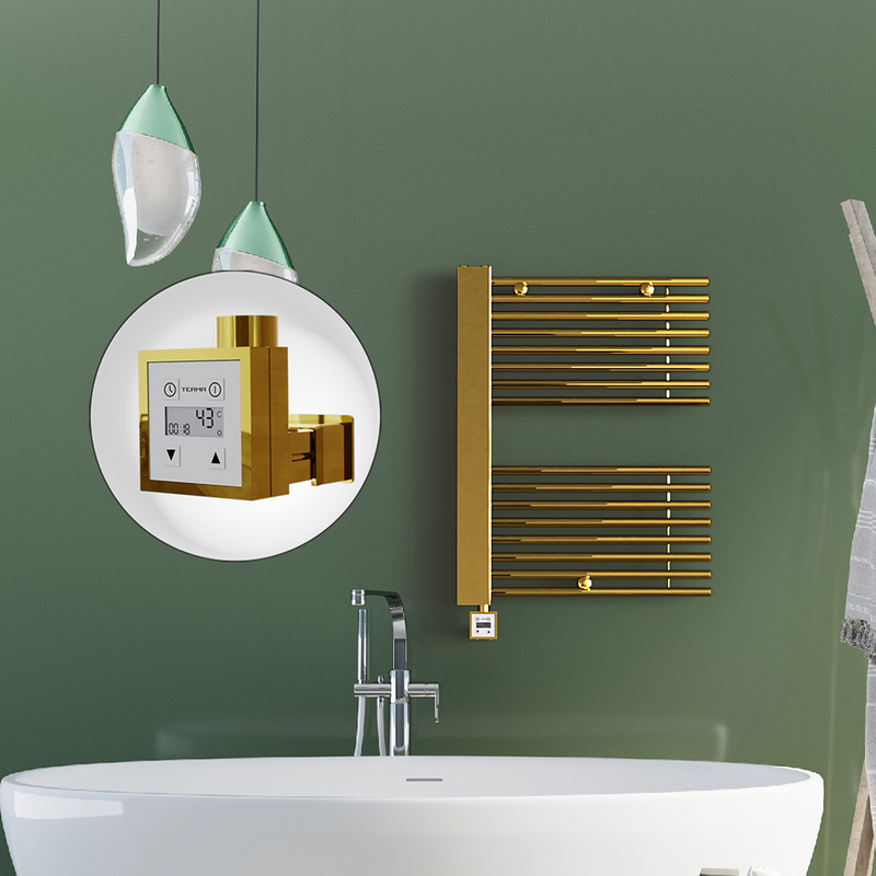Male Electric Towel Warmer 600x800 Gold Ktx3 300 W (Spiral Cable)