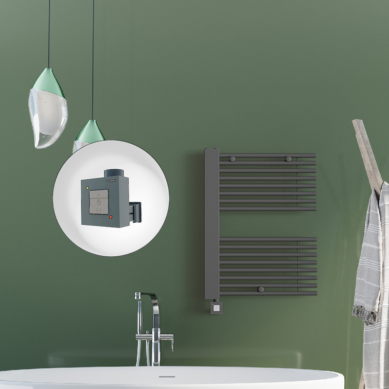 Male Sèche Serviettes Electrique 600x800 Anthracite Ktx1 600 Watt Câble en spirale